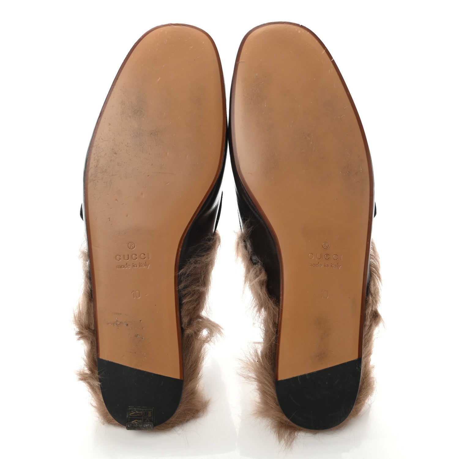 Gucci Goatskin Fur Web GG Mens Princetown Slippers 10 Cocoa 5 of 9