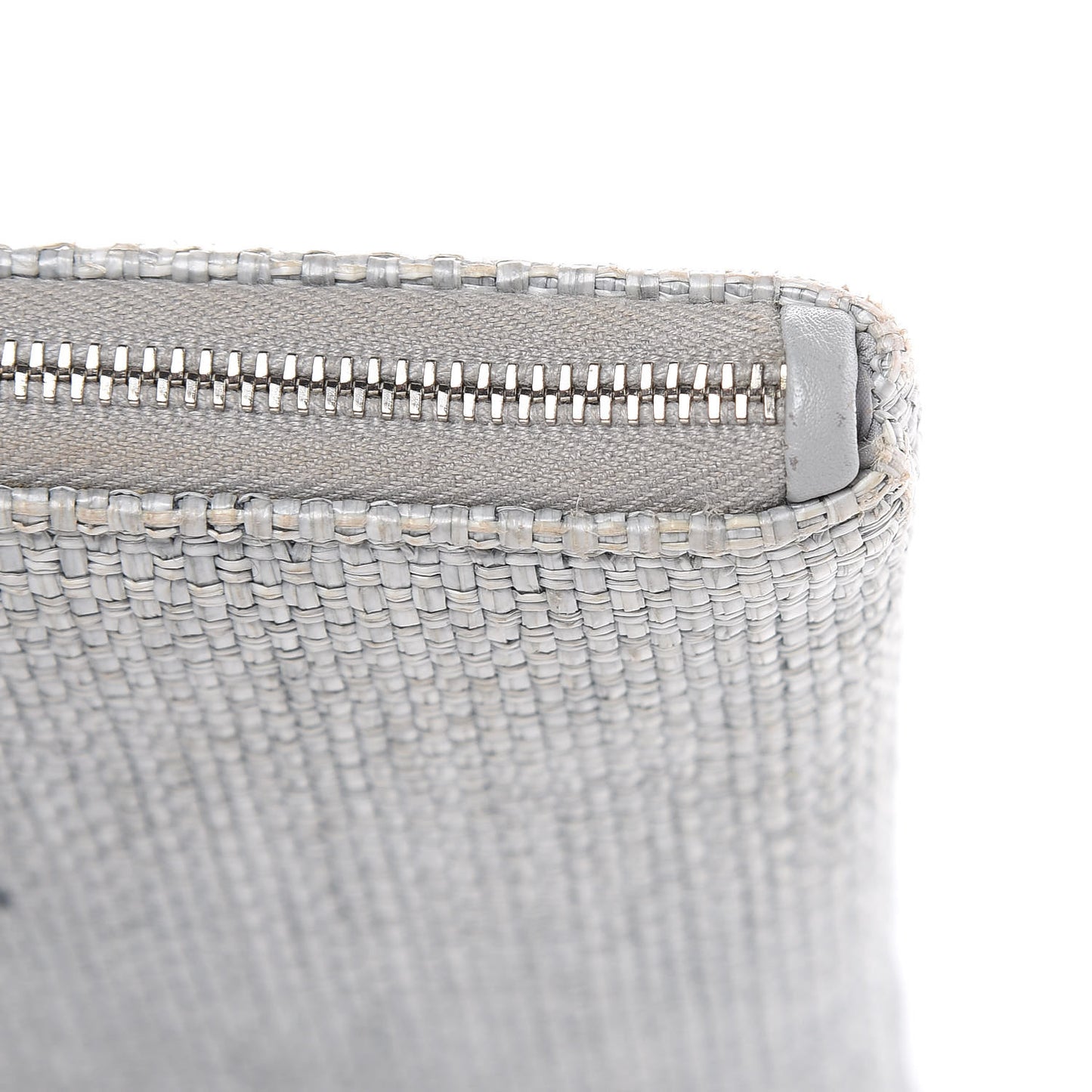 Woven Straw Raffia Medium Deauville Pouch Grey