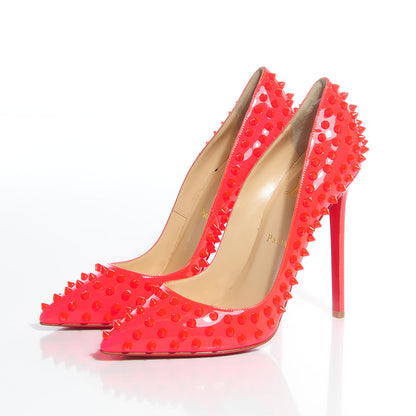 Christian Louboutin Patent Pigalle Spikes 120 Pumps 39.5 Fluo Rose Paris 3 of 7