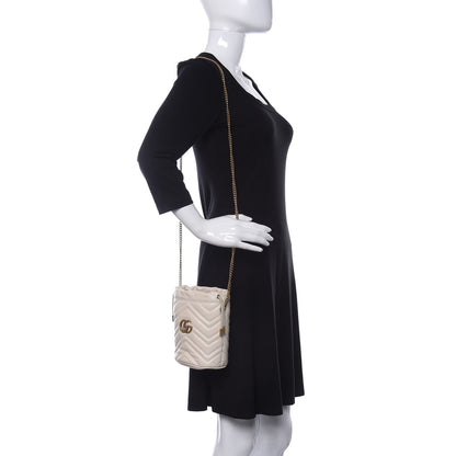 Gucci Calfskin Matelasse Mini GG Marmont 2.0 Bucket Bag White 2 of 10