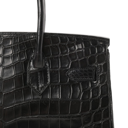 Hermes Matte Niloticus Crocodile Birkin 30 Black 8 of 43