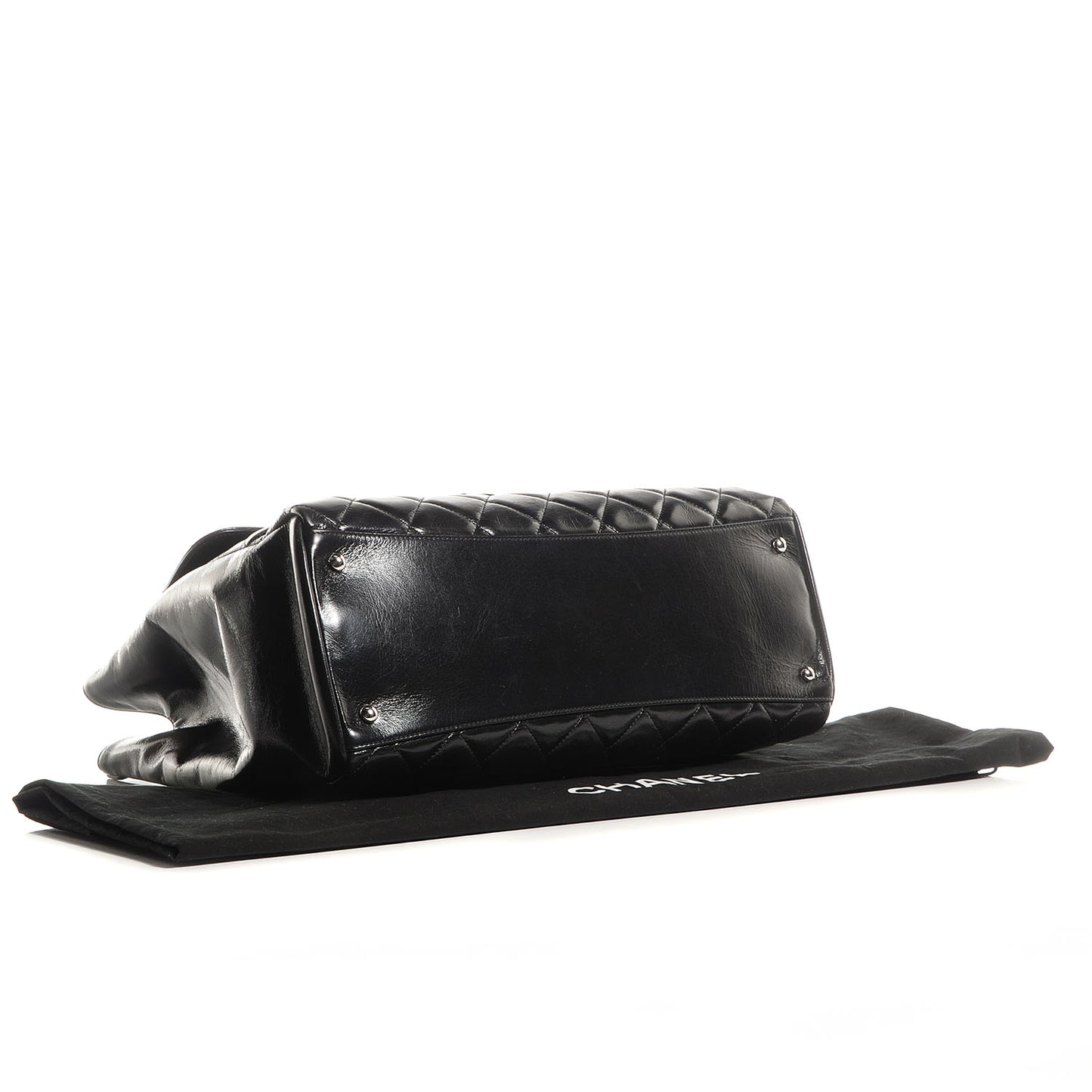 Glazed Calfskin Large CC Delivery Tote Black
