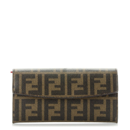 Fendi Zucca Spalmati Vitello Elite Simply Continental Wallet Tobacco Mattone 1 of 6