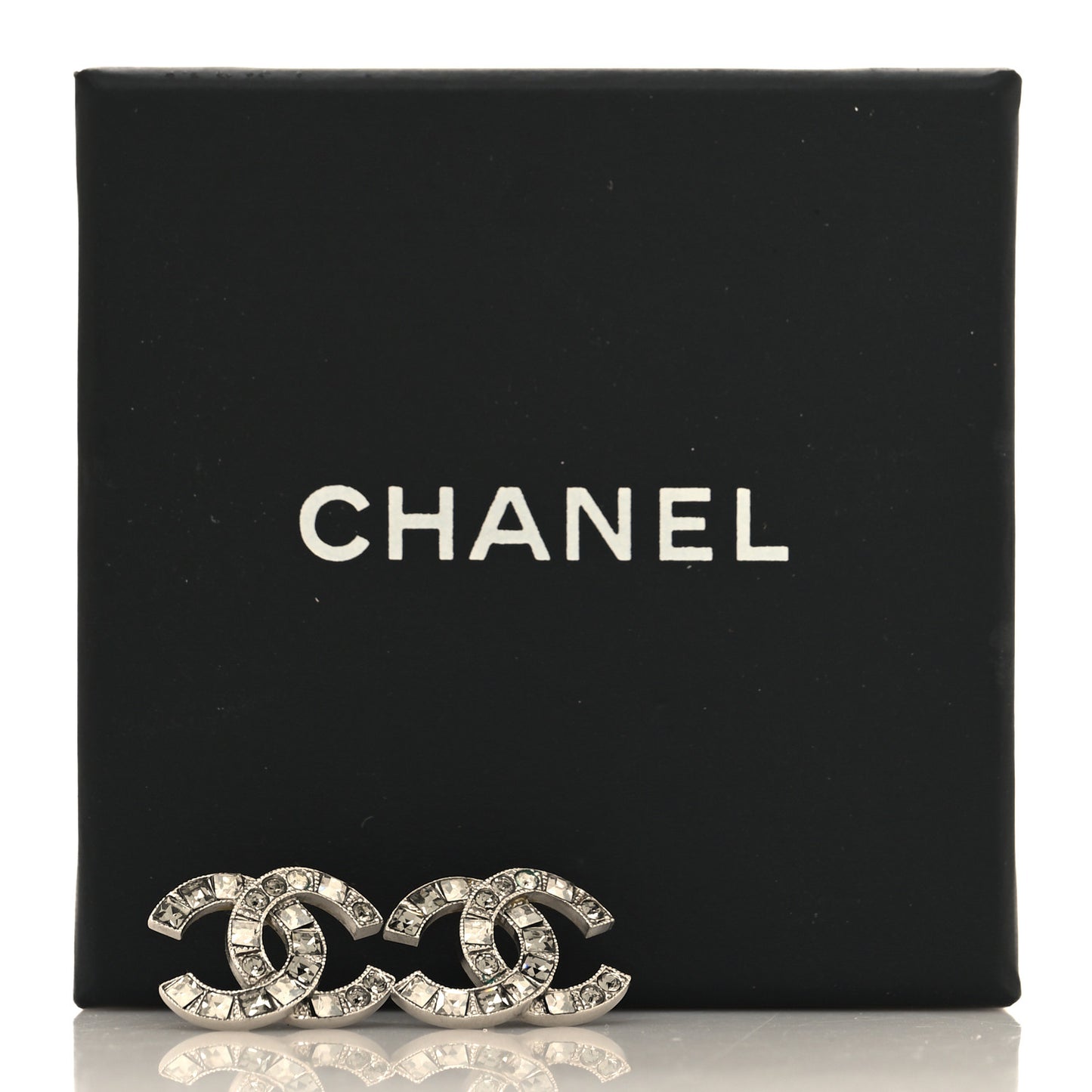 Baguette Crystal CC Earrings Silver