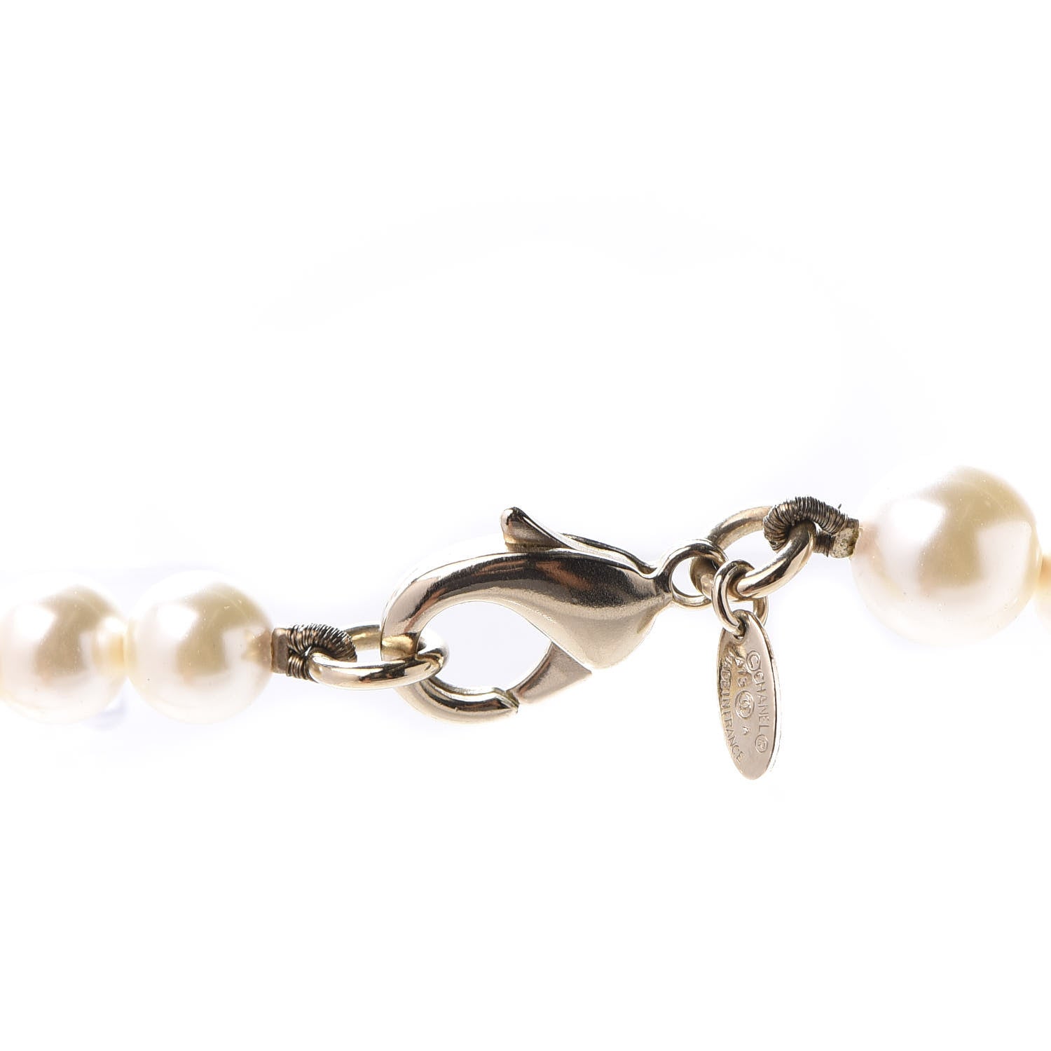 Chanel Crystal Pearl CC Short Necklace Gold 5 of 7