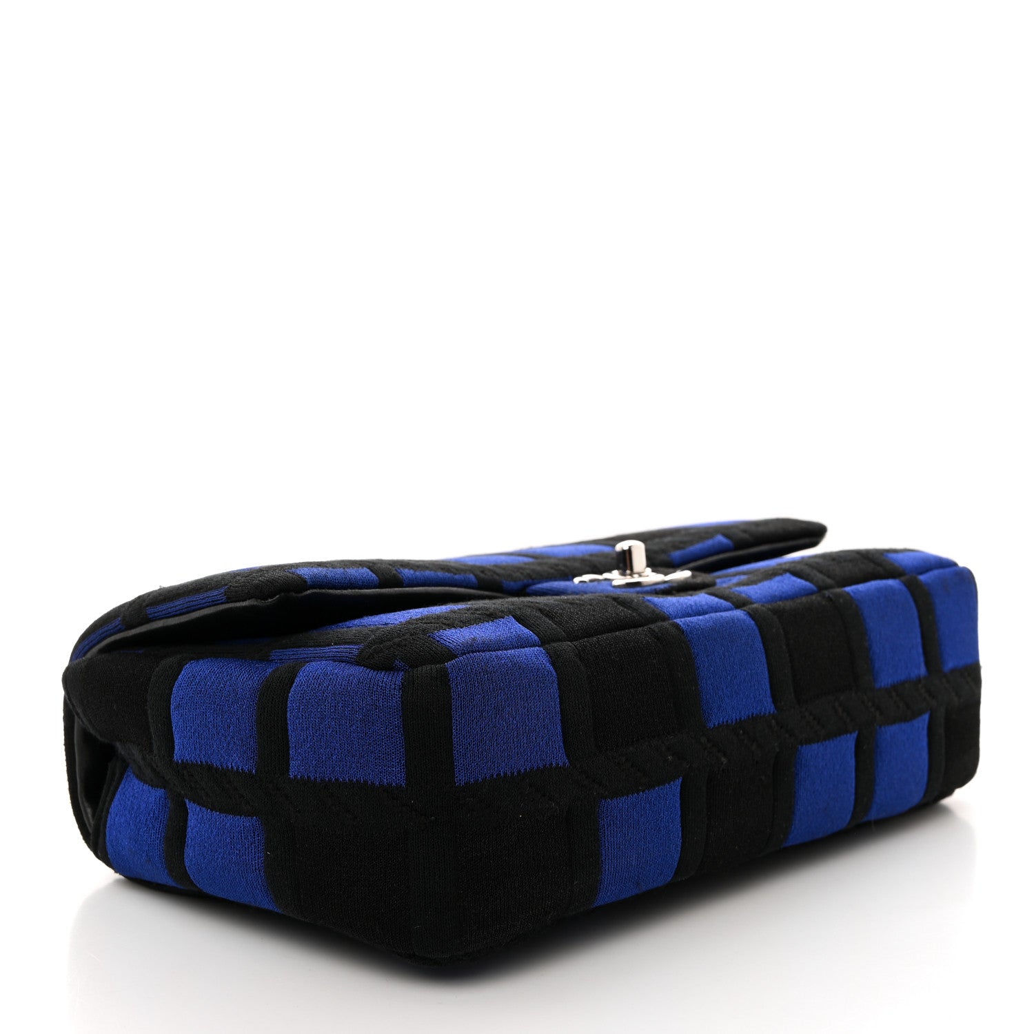 Chanel Jersey Quilted Medium Single Flap Blue Black 4 of 10