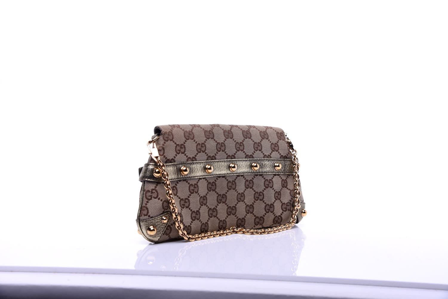 Gucci Monogram Horsebit Clutch Gold 3 of 10