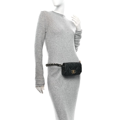Chanel Goatskin Quilted Chanel 19 Waist Bag Black 2 of 10