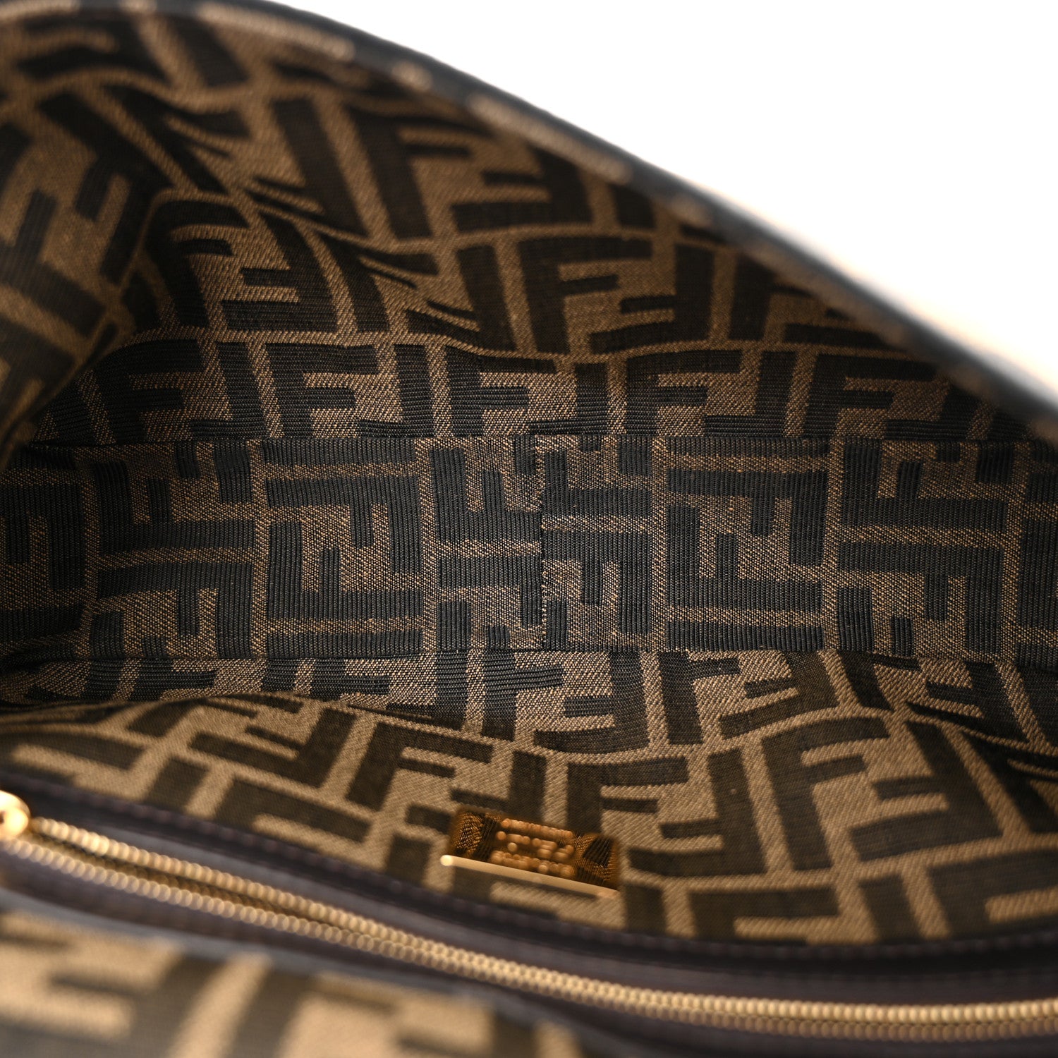 Fendi Fabric Jacquard FF 1974 Medium Baguette Tobacco Moro Black 5 of 10