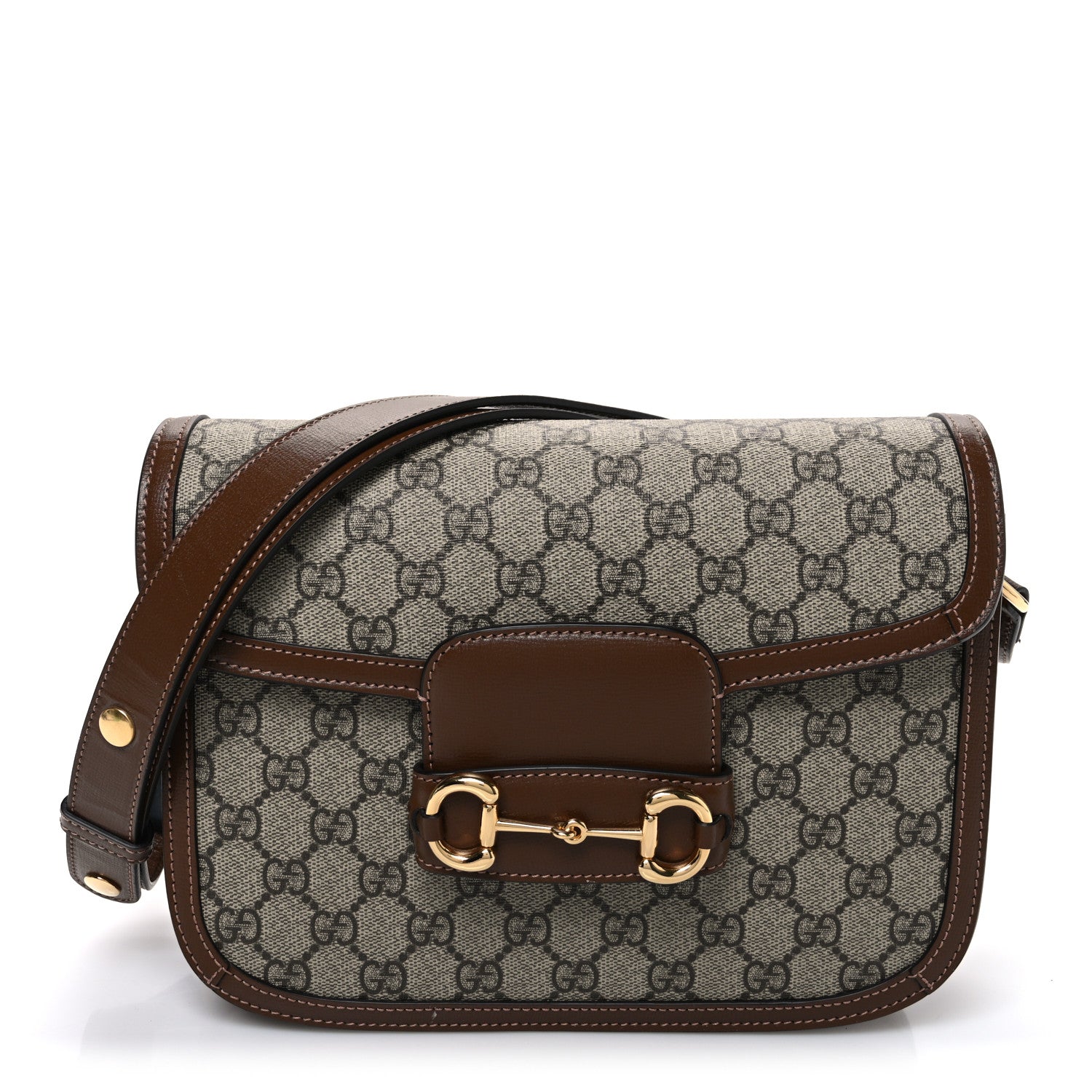 Gucci GG Supreme Monogram Horsebit 1955 Shoulder Bag Beige Brown Sugar 1 of 10
