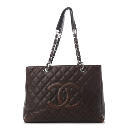 Chanel Caviar Quilted Grand Shopping Tote GST Dark Brown 1 of 14