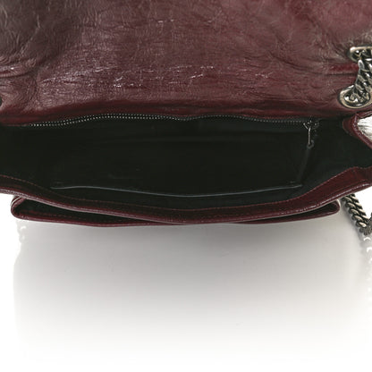 Saint Laurent Crinkled Calfskin Matelasse Monogram Medium Niki Chain Satchel Burgundy 5 of 13