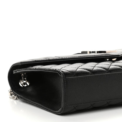 Saint Laurent Grain De Poudre Textured Mixed Matelasse Triquilt Medium Monogram Satchel Black 6 of 7