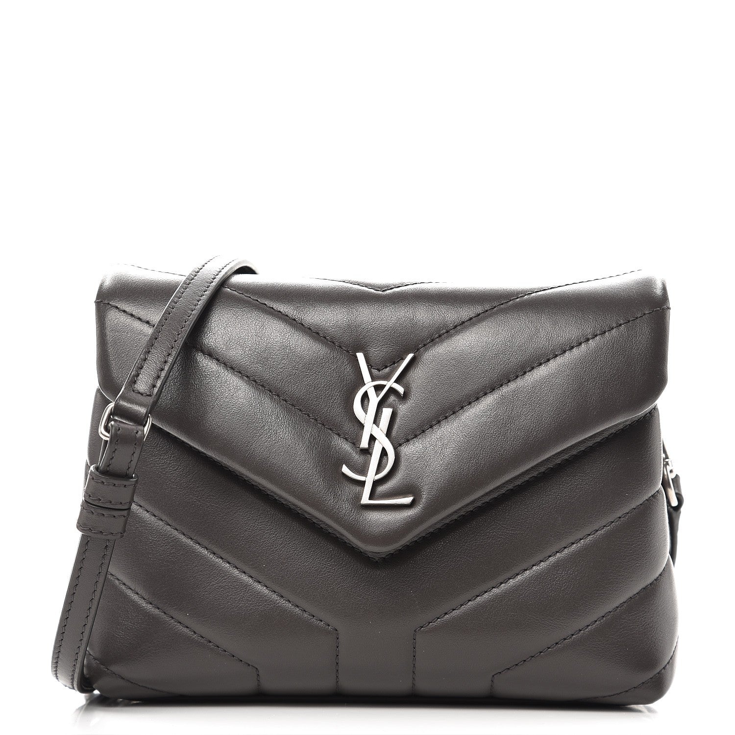 Saint Laurent Calfskin Y Quilted Monogram Toy Loulou Crossbody Bag Asphalt 1 of 9