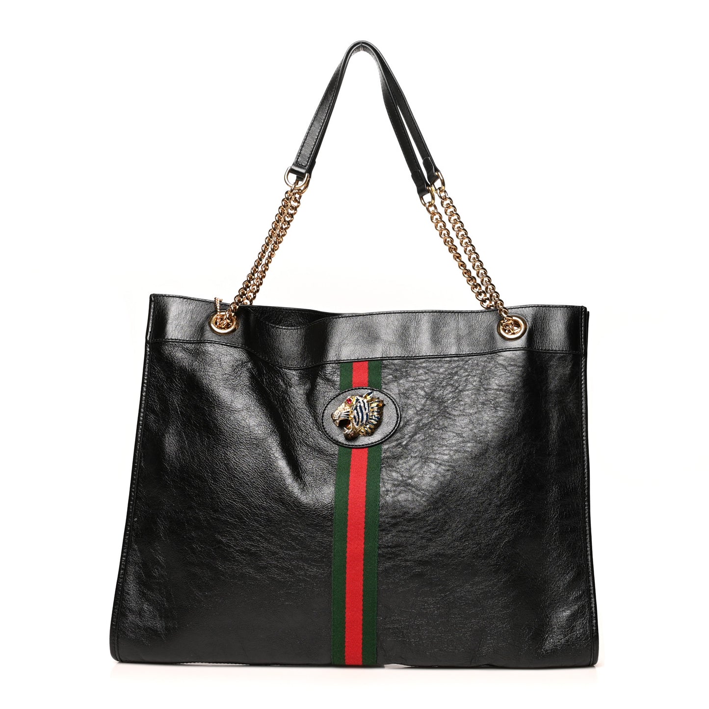Calfskin Large Rajah Chain Tote Black
