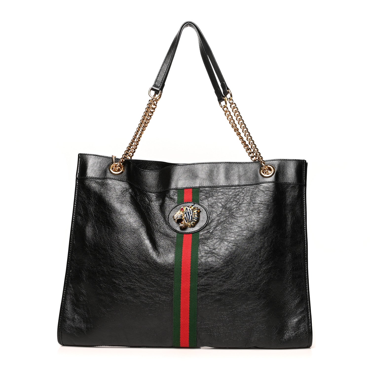 Gucci Calfskin Large Rajah Chain Tote Black 3 of 13