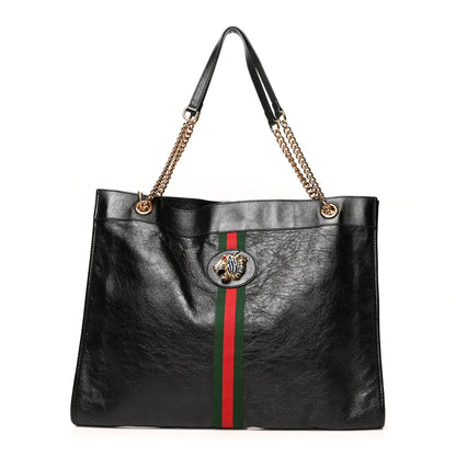 Gucci Calfskin Large Rajah Chain Tote Black 3 of 13