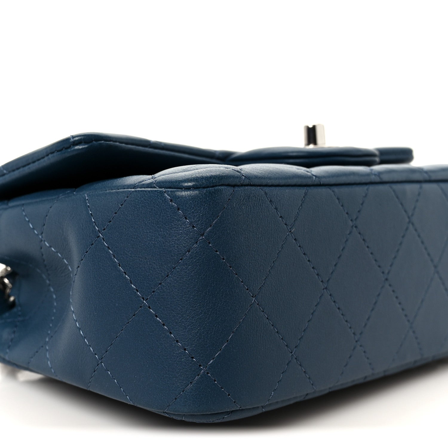 Chanel Lambskin Quilted Mini Rectangular Flap Blue 10 of 11