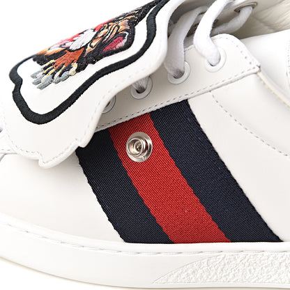 Gucci Calfskin Ayers Web Angry Cat Embroidered Mens Ace Sneakers 6.5 White 11 of 12