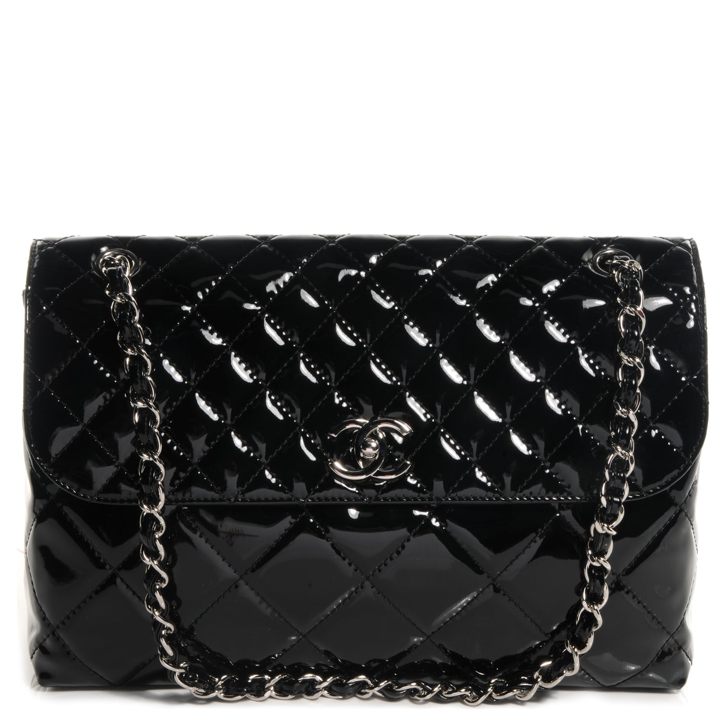 Vinyl Quilted In the Business Flap Bag Black