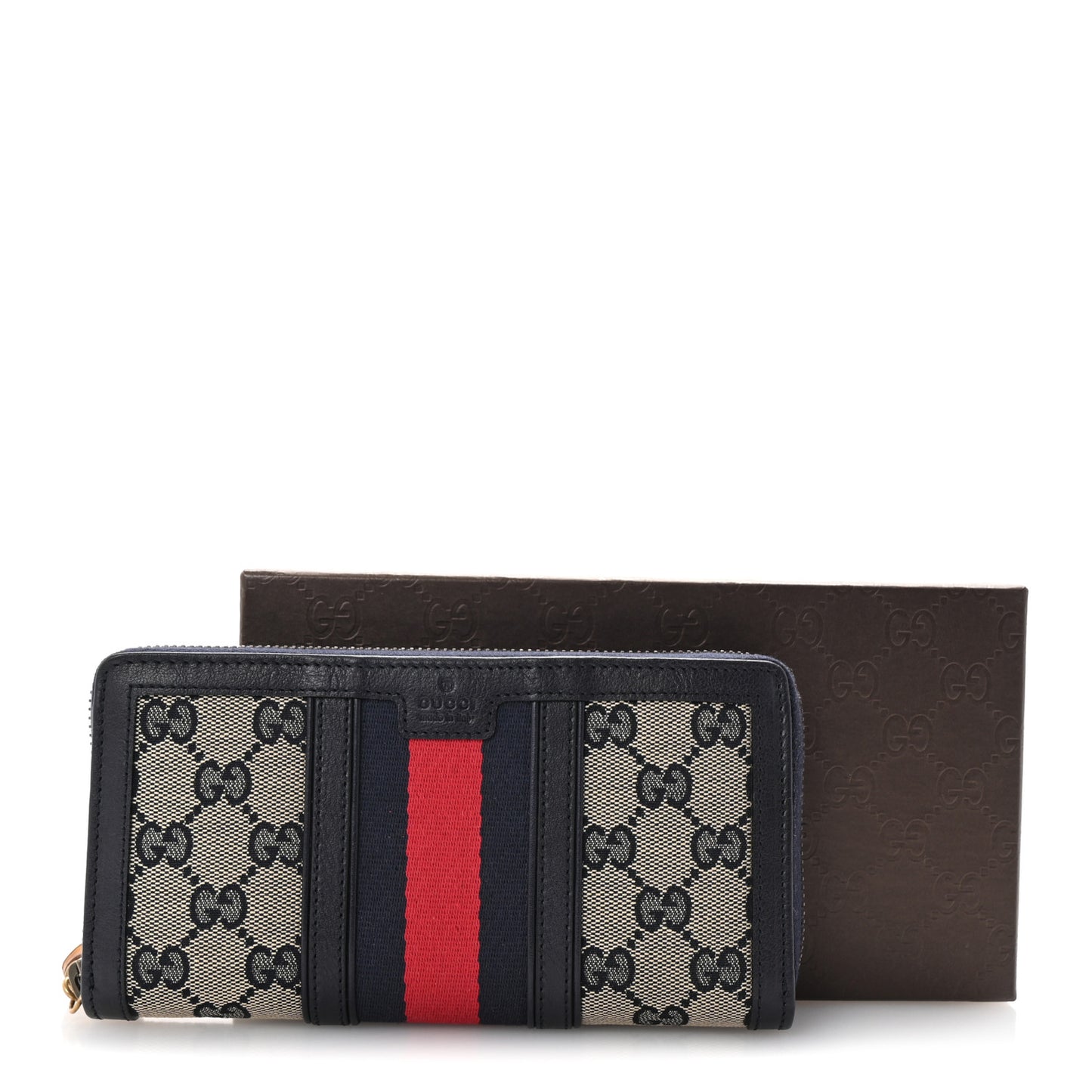 Monogram Web Rania Zip Around Wallet Navy