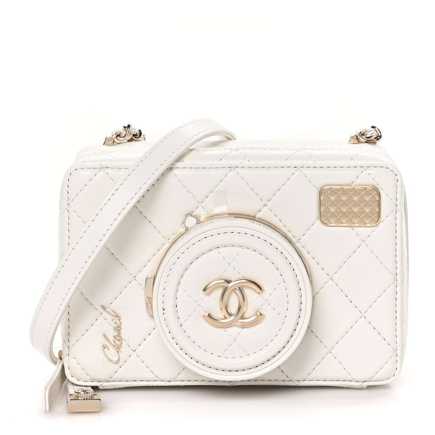 Lambskin Quilted Coco Click Bag White