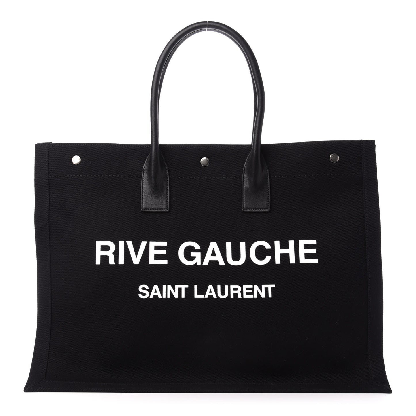 Linen Calfskin Rive Gauche Tote Black