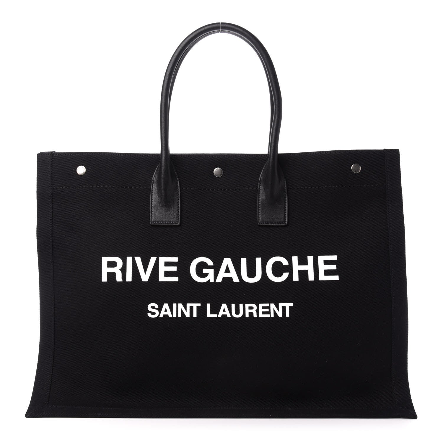 Saint Laurent Linen Calfskin Rive Gauche Tote Black 1 of 10