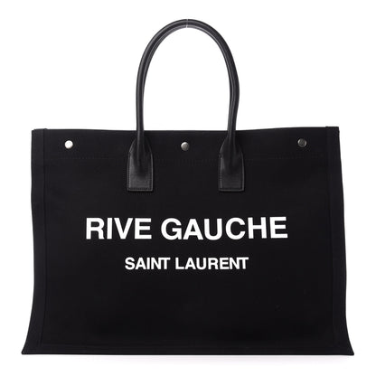 Saint Laurent Linen Calfskin Rive Gauche Tote Black 1 of 10