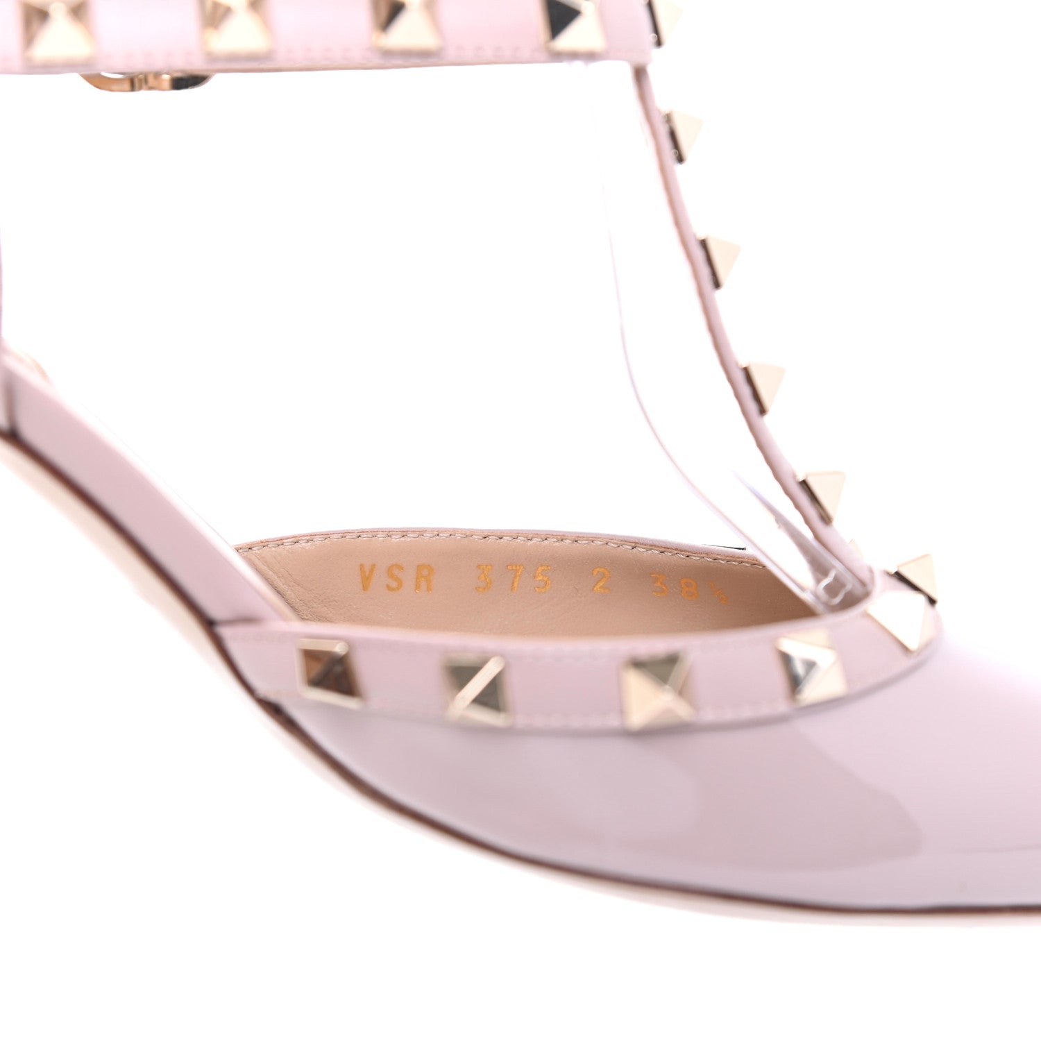Valentino Garavani Patent Rockstud Ankle Strap Low Heel Pumps 38.5 Poudre 8 of 14