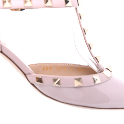 Valentino Garavani Patent Rockstud Ankle Strap Low Heel Pumps 38.5 Poudre 8 of 14