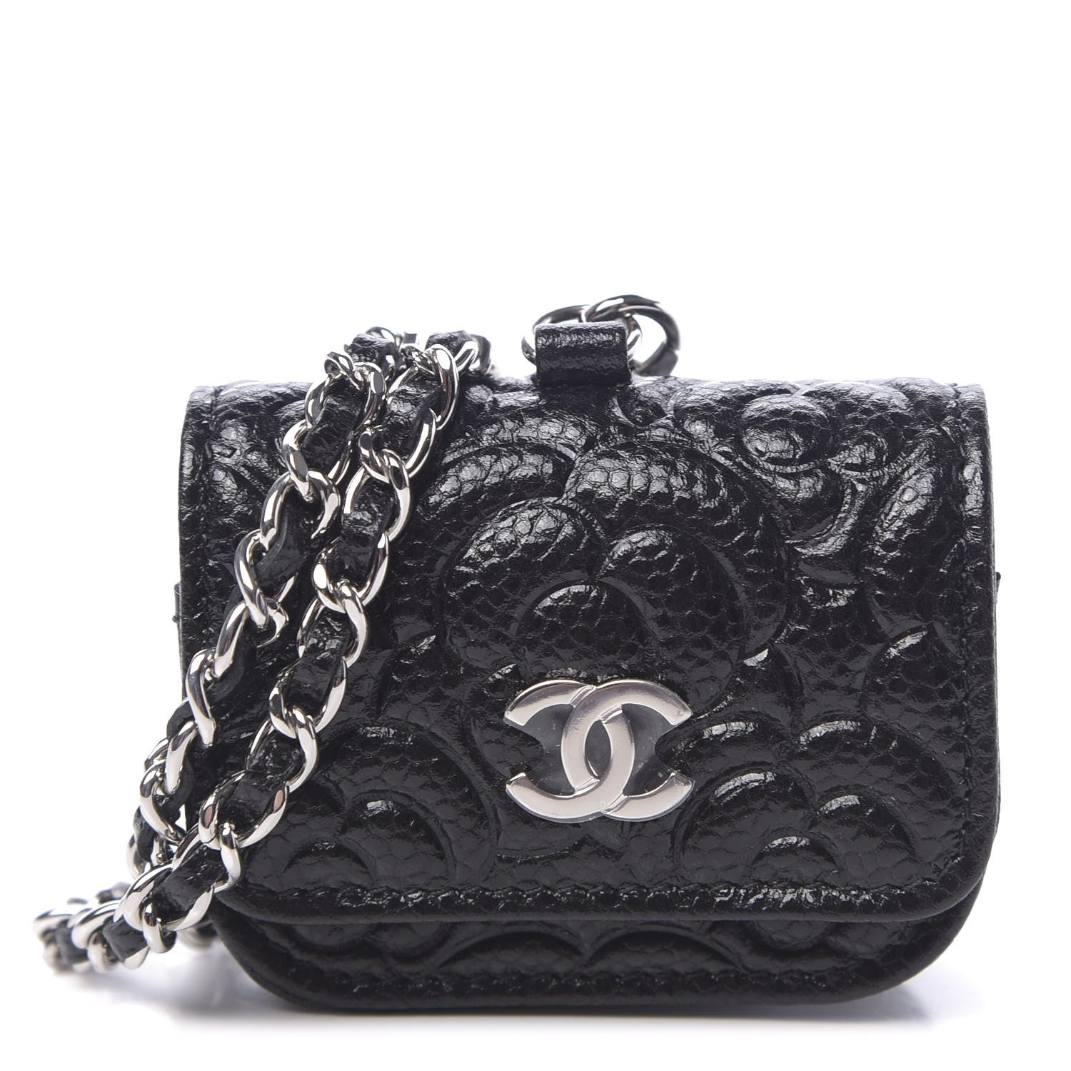 Chanel Caviar Camellia Embossed Airpods Pro Case Black 1 of 10