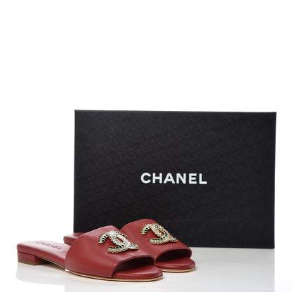 Chanel Lambskin Enamel CC Mules 37 Red 11 of 11