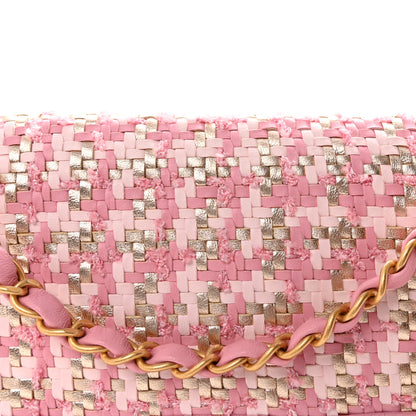 Chanel Metallic Lambskin Viscose Woven Flap Pink Gold 8 of 10