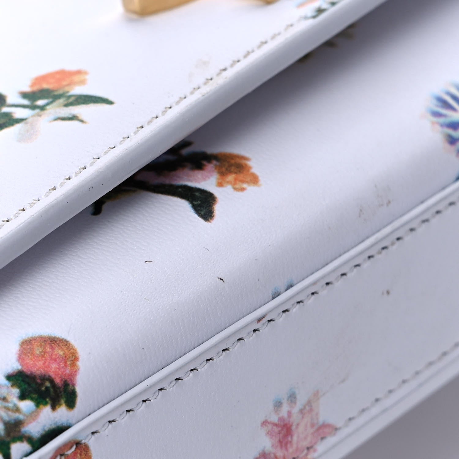 Saint Laurent Calfskin Prairie Flower Printed Small Classic Monogram Kate Satchel White 13 of 14