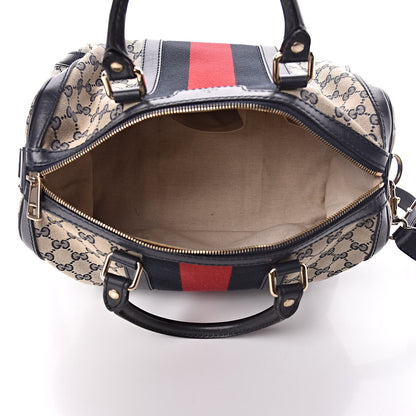 Gucci Monogram Selleria Calfskin Vintage Web Medium Boston Beige Blue 5 of 14