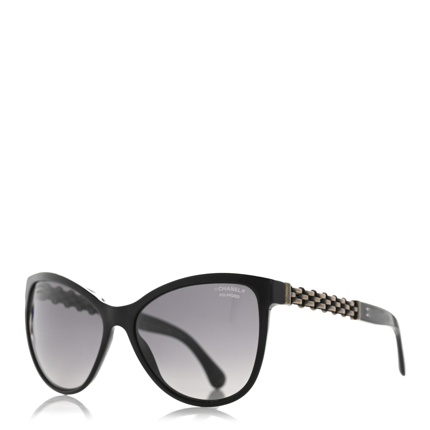 Acetate Polarized Cat Eye Chain Sunglasses 5326 Black