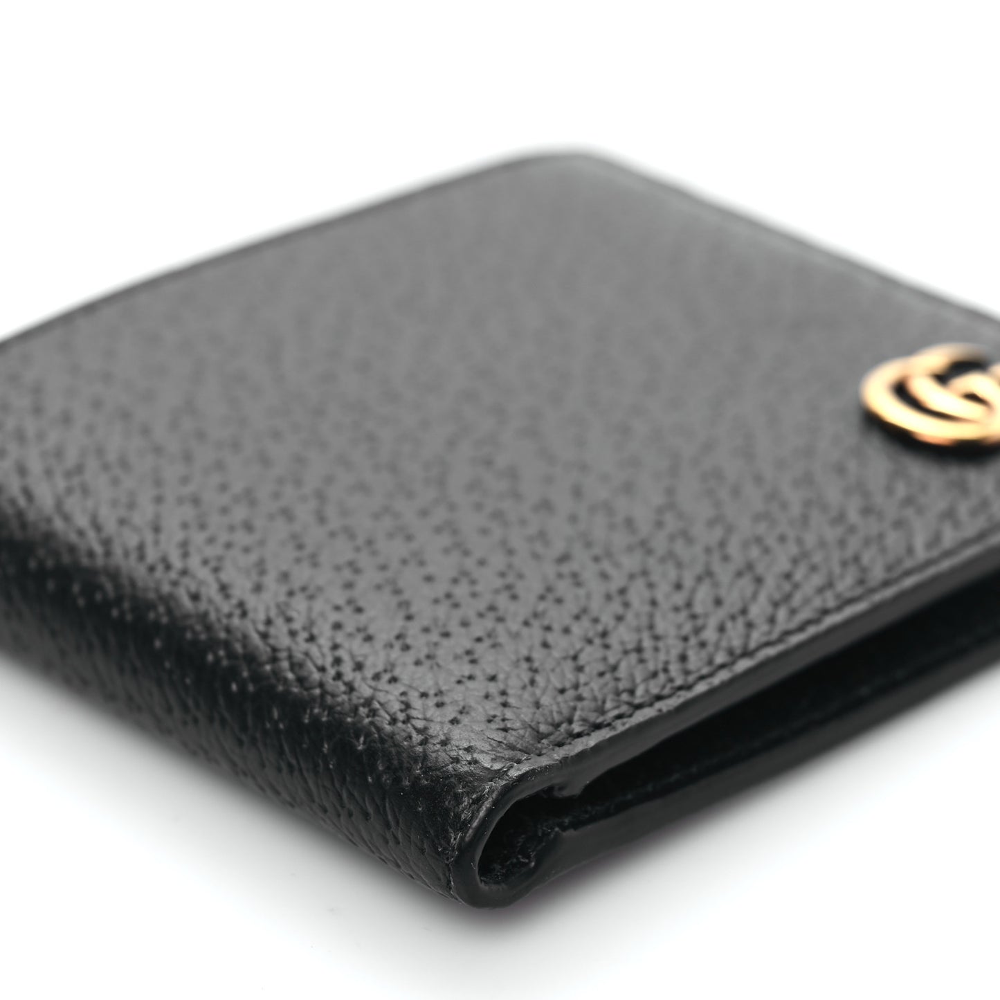 Calfskin Boar Effect GG Marmont Bi-Fold Wallet Black