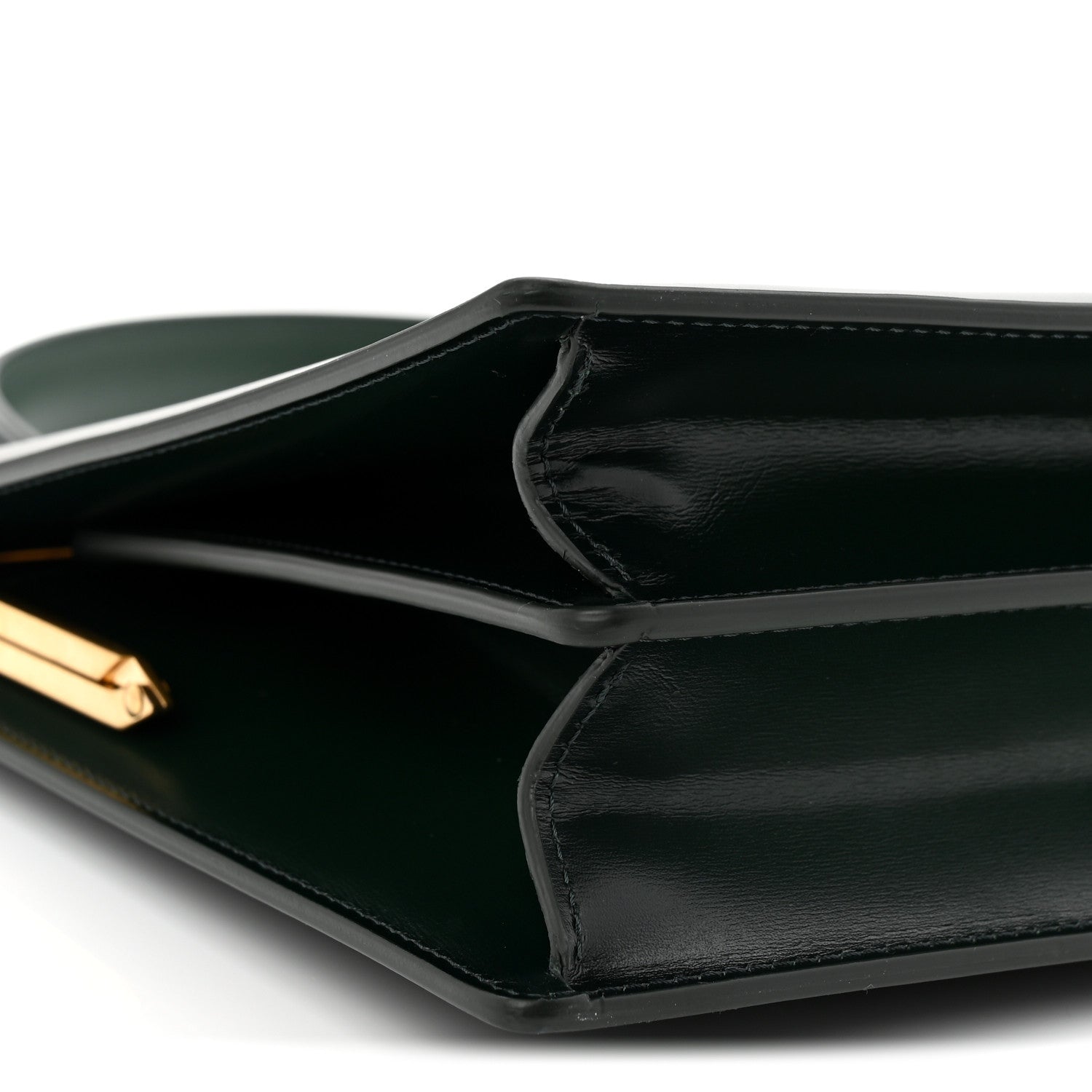 Celine Patina Box Calfskin Medium Clasp Bag Dark Green 9 of 10