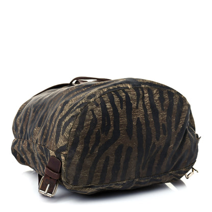 Prada Tessuto Tiger Print Cinch Backpack Brown 3 of 15