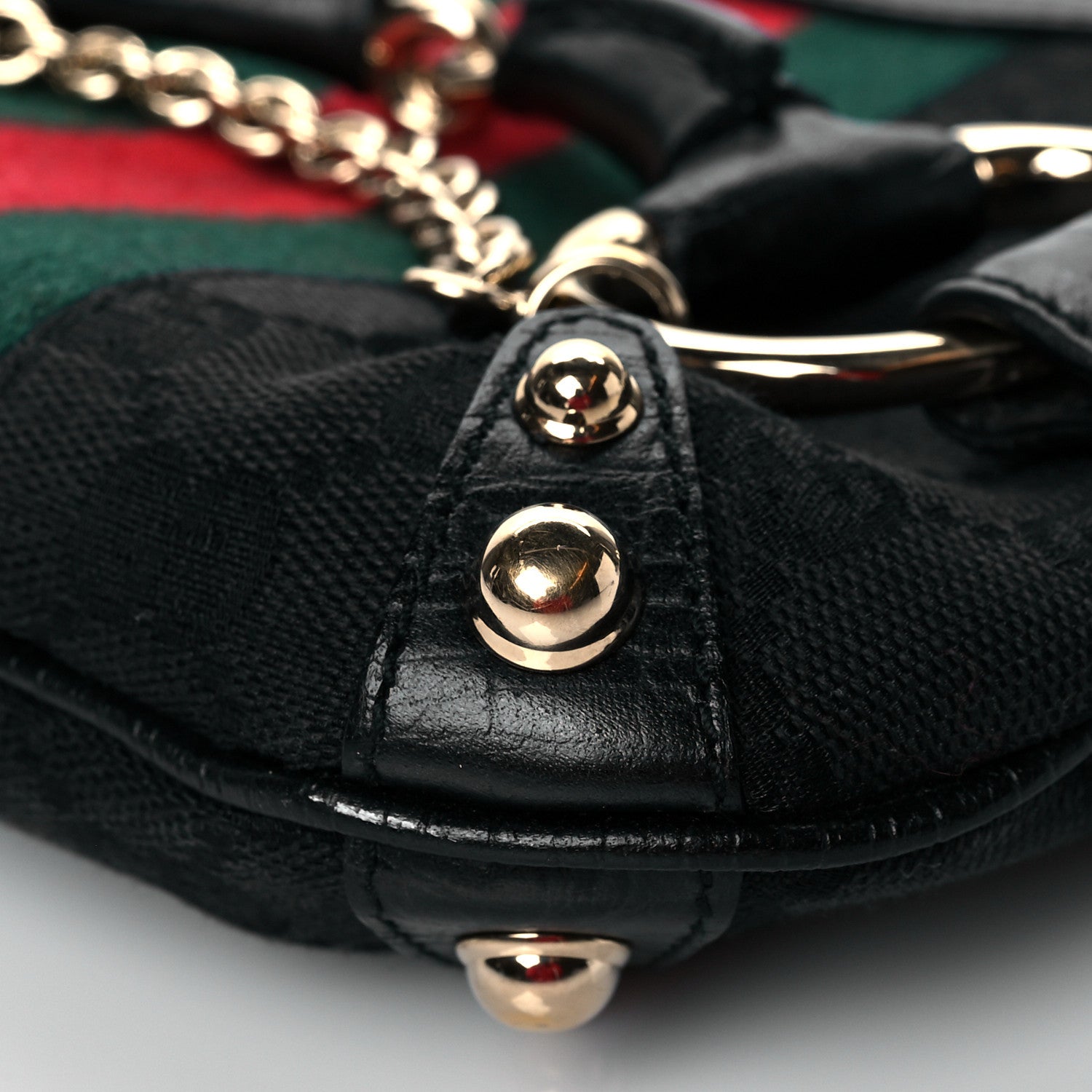Gucci Monogram Web Horsebit Small Shoulder Bag Black 10 of 10
