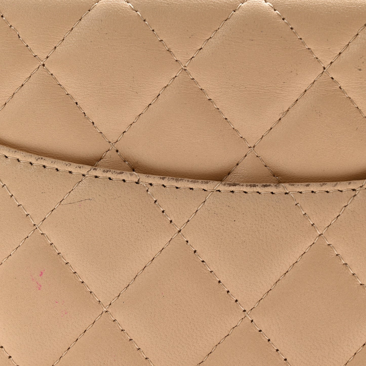 Lambskin Quilted Wallet On Chain WOC Beige