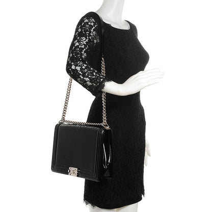 Chanel Glazed Calfskin Large Boy Flap Black 2 of 7