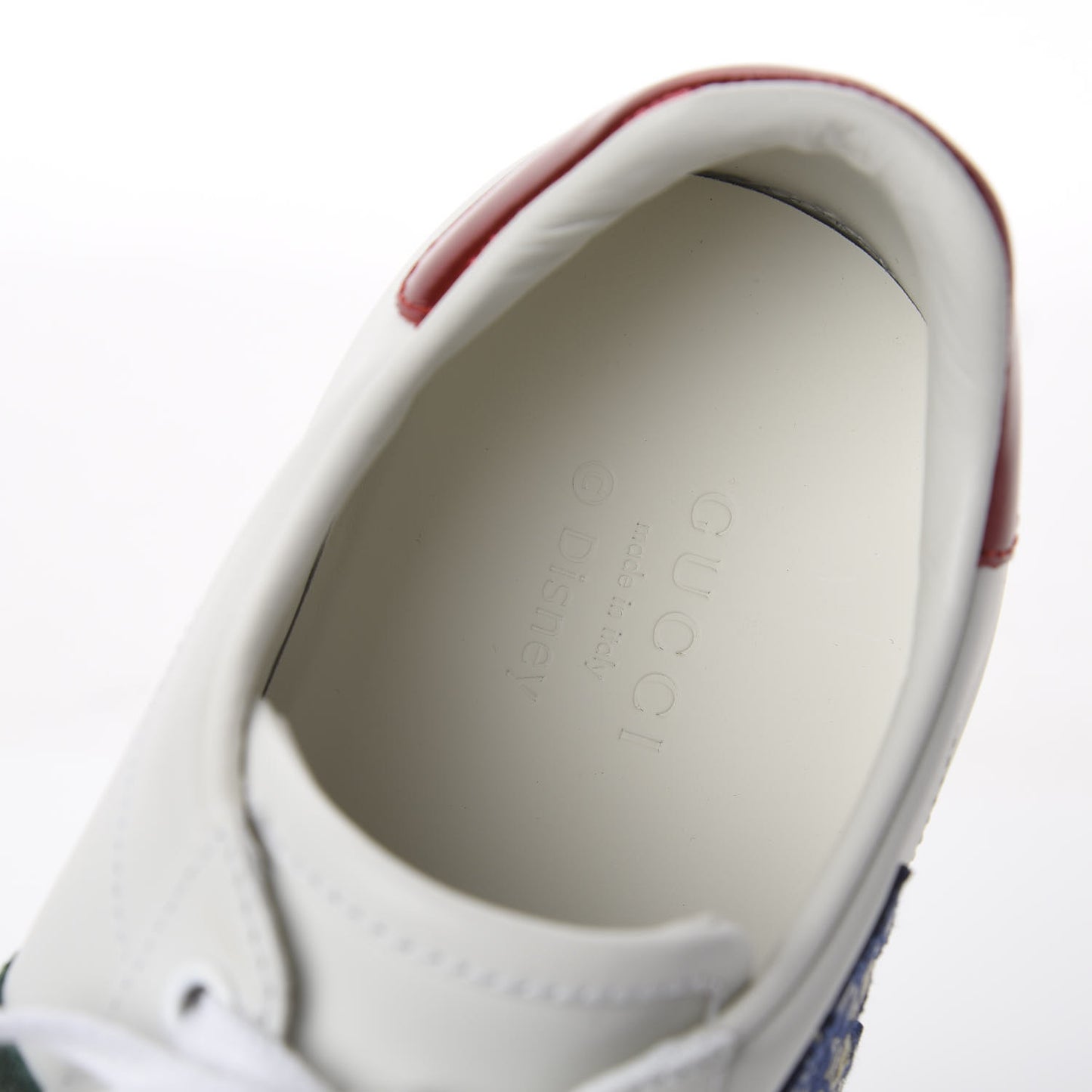 X DISNEY Calfskin Web Three Little Pigs Embroidered Womens Ace Sneakers 37.5 White Red Green