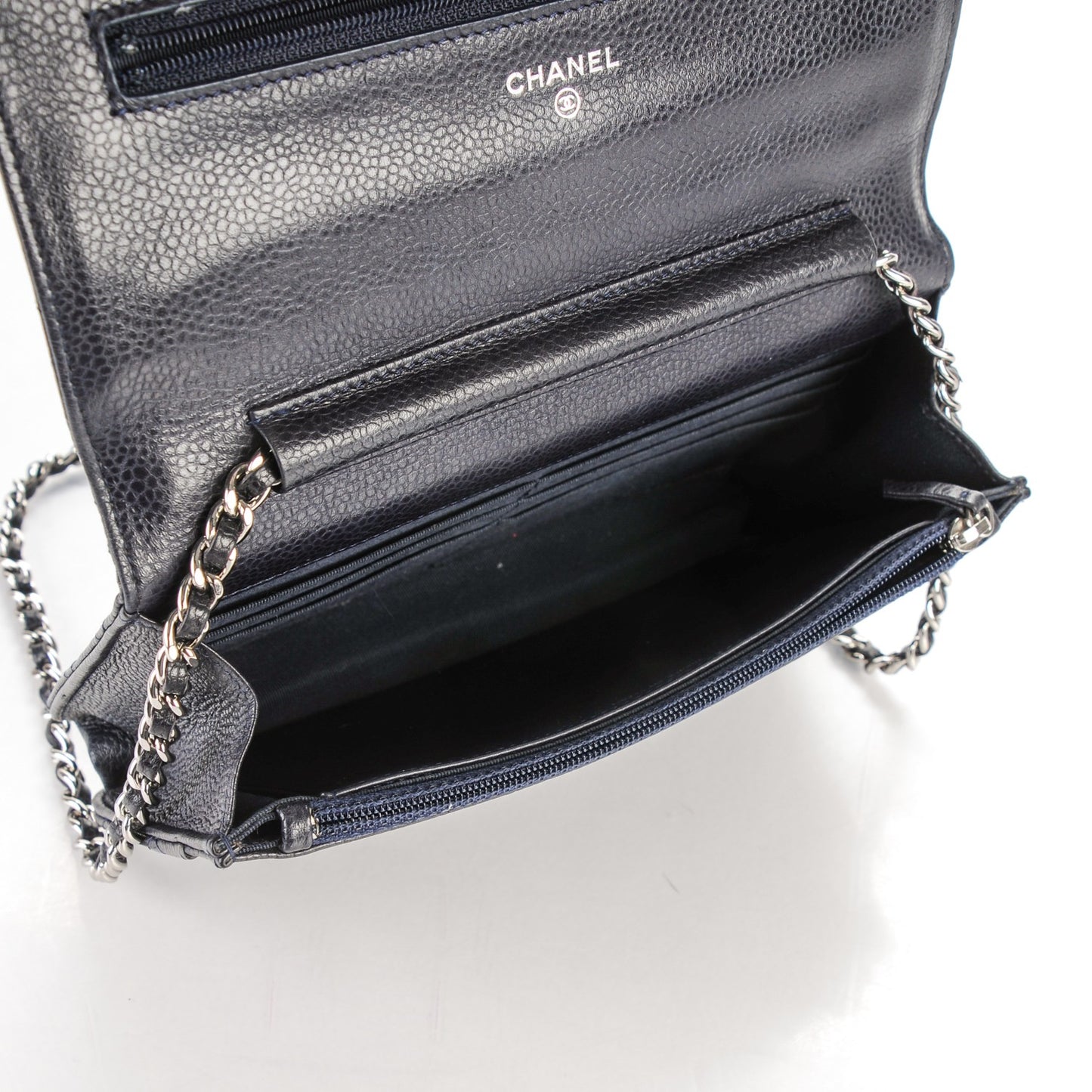 Caviar Quilted Wallet On Chain WOC Navy