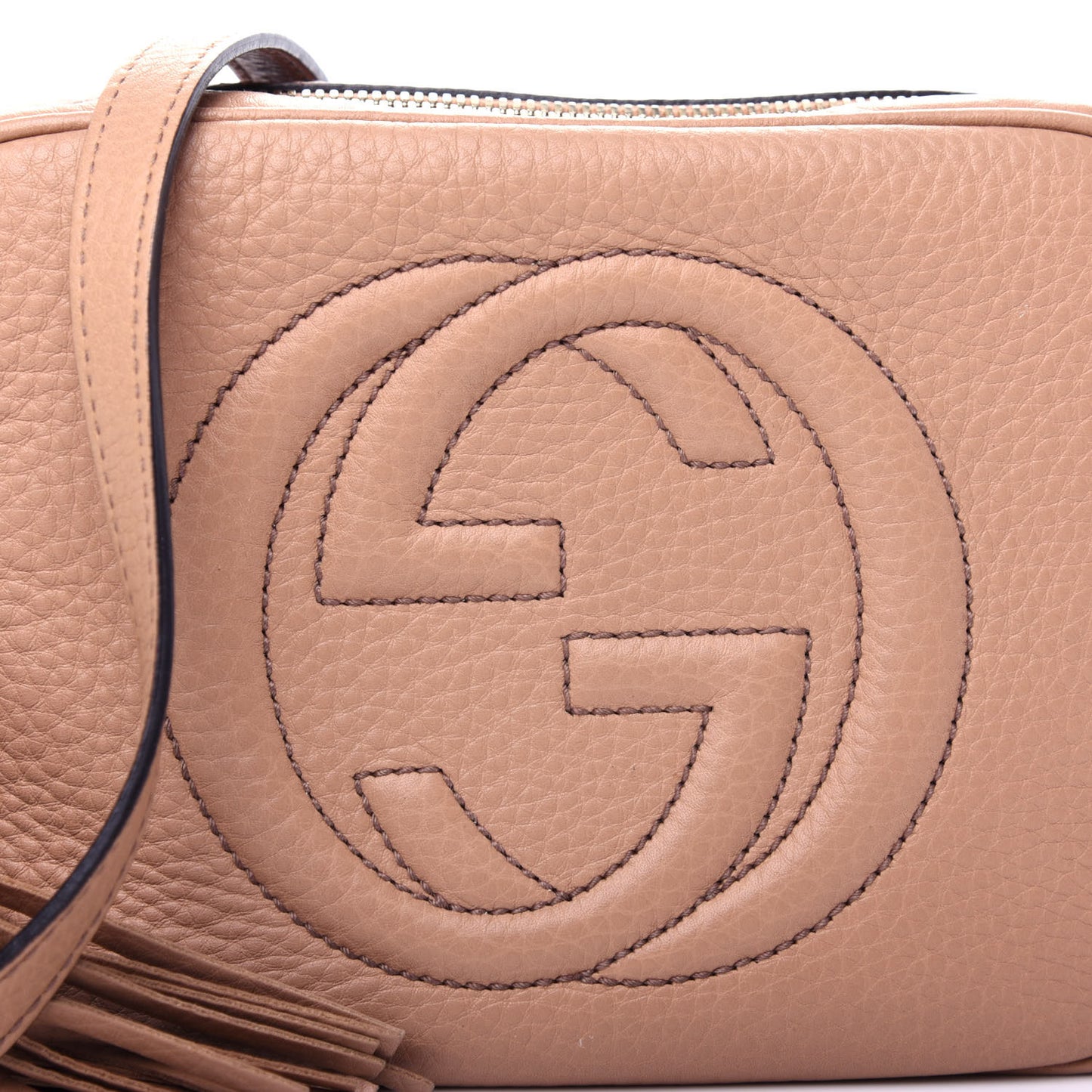 Pebbled Calfskin Small Soho Disco Bag Rose Beige