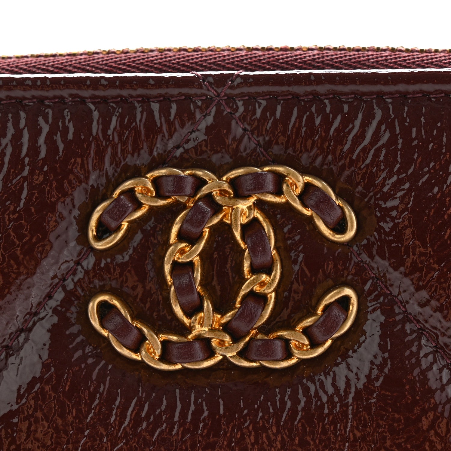 Chanel Shiny Crumpled Calfskin Large Chanel 19 Pouch Burgundy 8 of 9