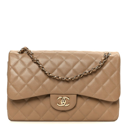 Chanel Caviar Quilted Jumbo Double Flap Dark Beige 1 of 15