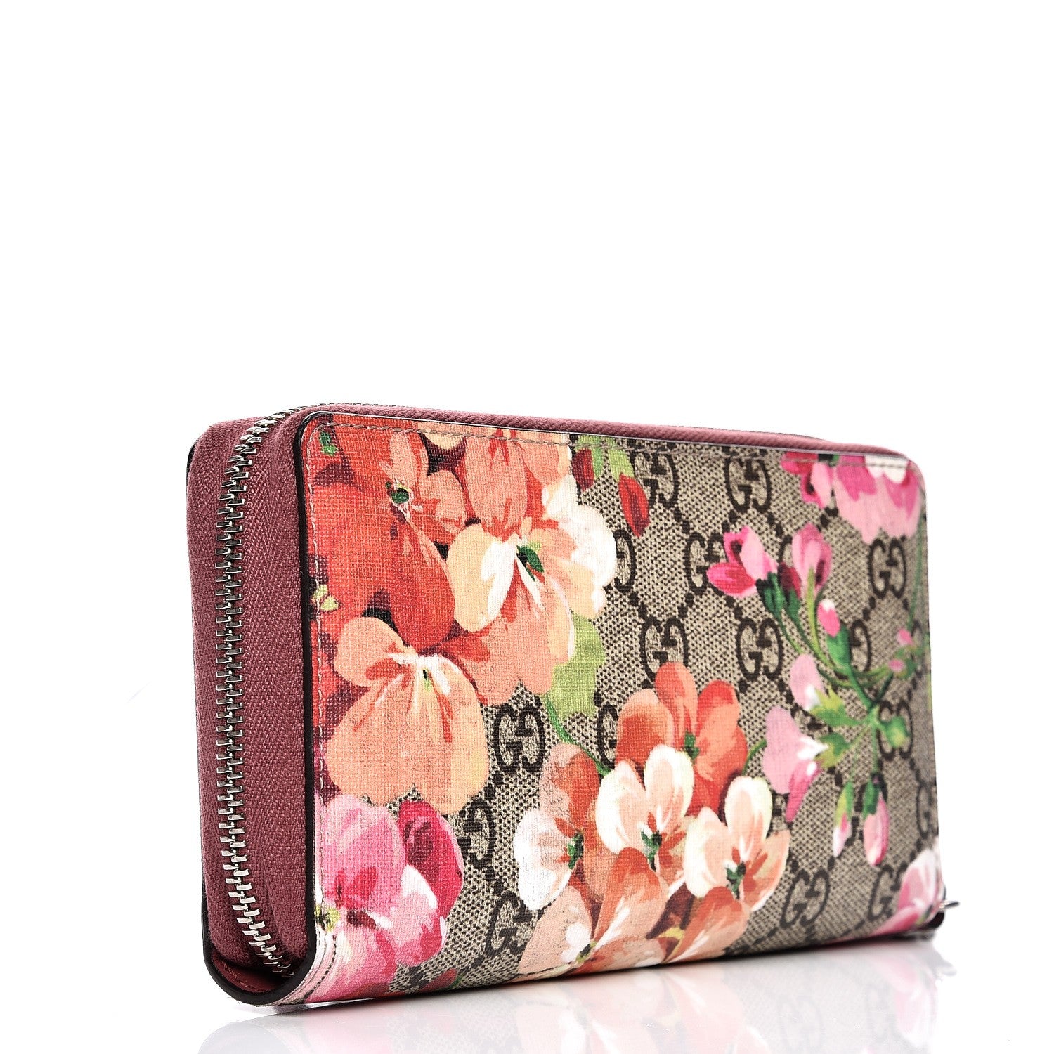 Gucci GG Supreme Monogram Blooms Wrist Wallet Beige Multicolor Dry Rose 3 of 8