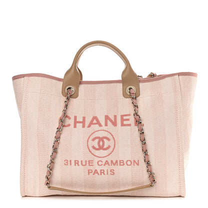 Chanel Mixed Fibers Calfskin Striped Medium Deauville Tote Light Pink 1 of 10